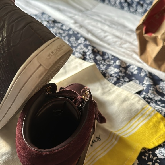 EUC Coach “Pembroke Patchwork” High top Leather Sneakers. Oxblood Size 6 B - Picture 7 of 8